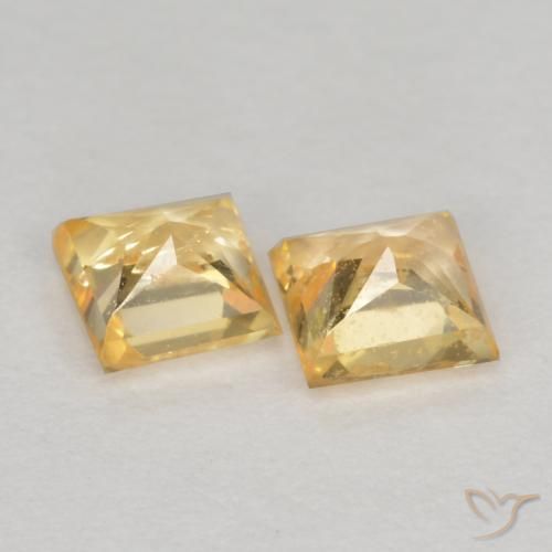 Pedras preciosas de Safira Luz Dourada natural de 0.54 ct, Quadrado, VS