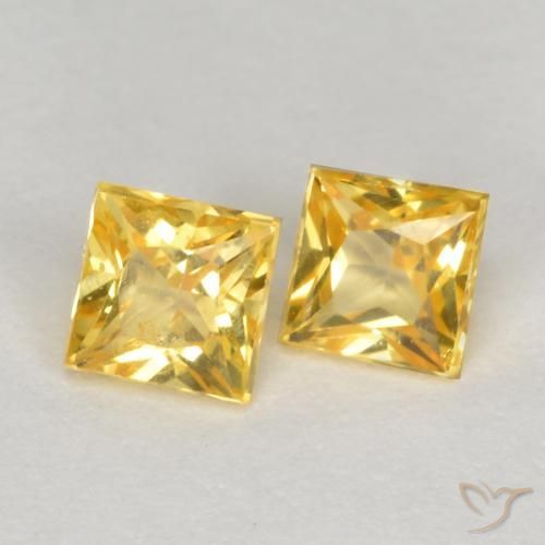 Pedras preciosas de Safira Dourado médio natural de 0.61 ct, Quadrado, VS