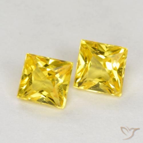 Pedras preciosas de Safira Amarelo natural de 0.54 ct, Quadrado, VS