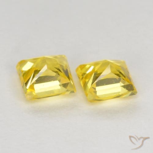 Pedras preciosas de Safira Amarelo natural de 0.54 ct, Quadrado, VS