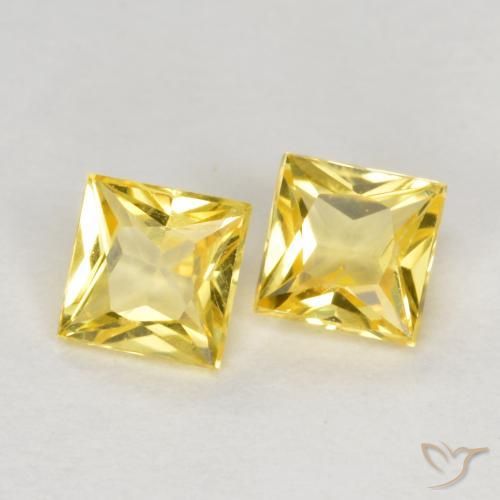 Pedras preciosas de Safira Amarelo Toscana natural de 0.50 ct, Quadrado, VS