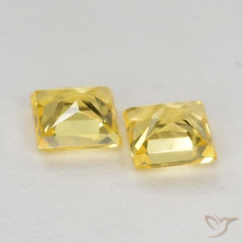 Pedras preciosas de Safira Amarelo Toscana natural de 0.50 ct, Quadrado, VS