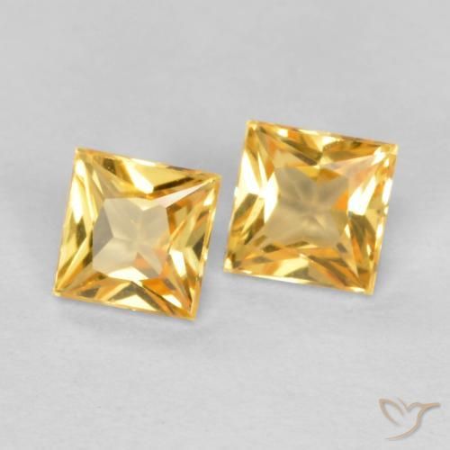 Pedras preciosas de Safira Laranja claro-dourado natural de 0.49 ct, Quadrado, VS