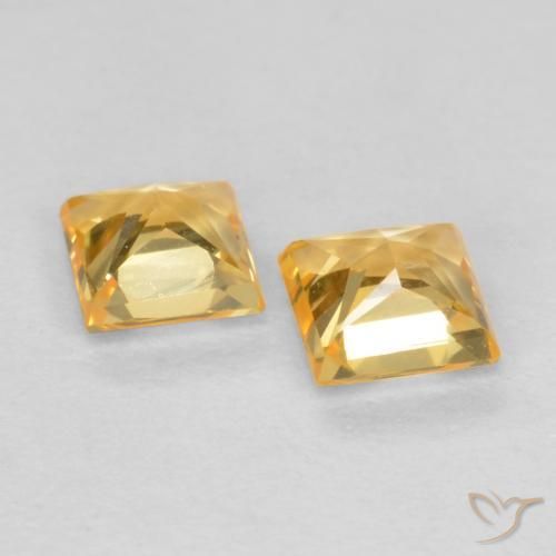 Pedras preciosas de Safira Laranja claro-dourado natural de 0.49 ct, Quadrado, VS