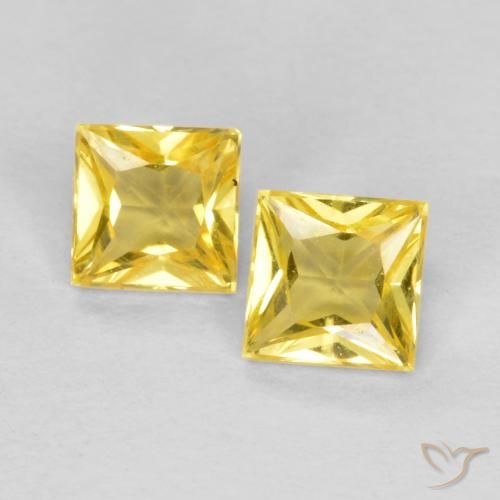 0.48ctw Natural Amarelo Toscana Safira, Quadrado, VS