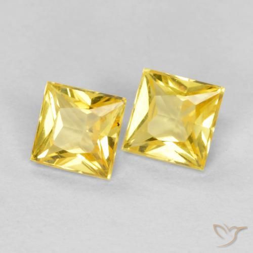 Pedras preciosas de Safira Amarelo Toscana natural de 0.48 ct, Quadrado, VS
