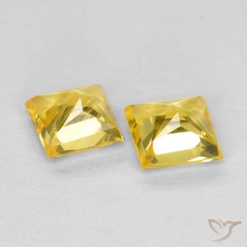 Pedras preciosas de Safira Amarelo Toscana natural de 0.48 ct, Quadrado, VS