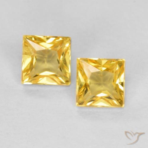 0.48ctw Natural ouro médio Safira, Quadrado, VS
