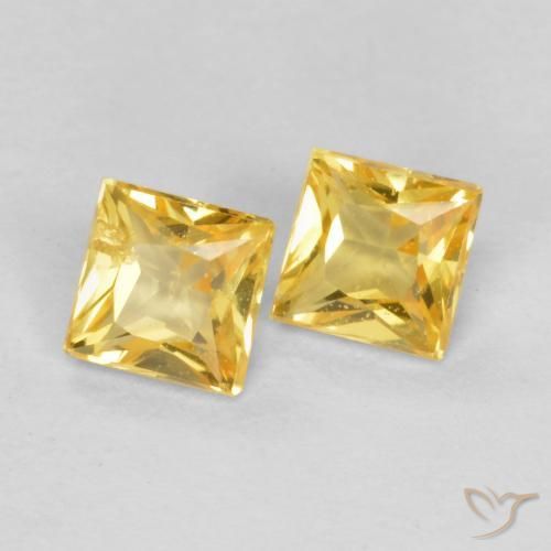 Pedras preciosas de Safira ouro médio natural de 0.48 ct, Quadrado, VS
