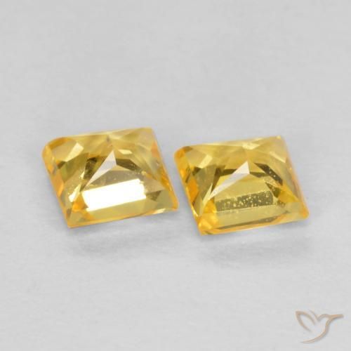 Pedras preciosas de Safira ouro médio natural de 0.48 ct, Quadrado, VS