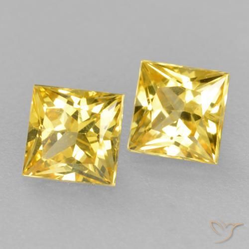 Pedras preciosas de Safira amarelo médio natural de 0.49 ct, Quadrado, VVS-VS