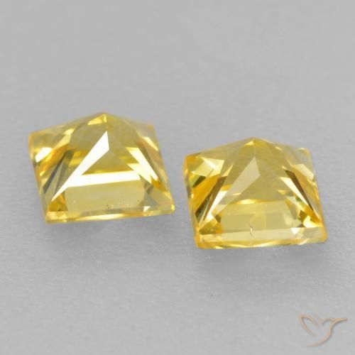 Pedras preciosas de Safira amarelo médio natural de 0.49 ct, Quadrado, VVS-VS