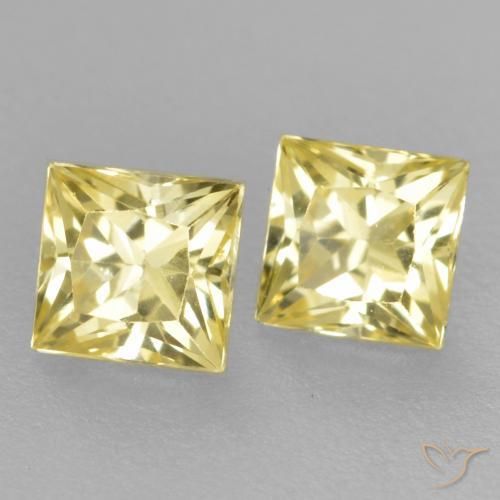 Pedras preciosas de Safira Amarelo claro médio natural de 0.54 ct, Quadrado, VVS-VS