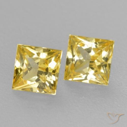 Pedras preciosas de Safira amarelo médio natural de 0.41 ct, Quadrado, VVS-VS