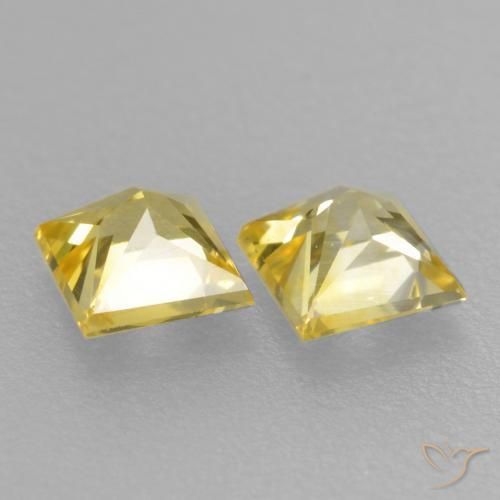 Pedras preciosas de Safira amarelo médio natural de 0.41 ct, Quadrado, VVS-VS