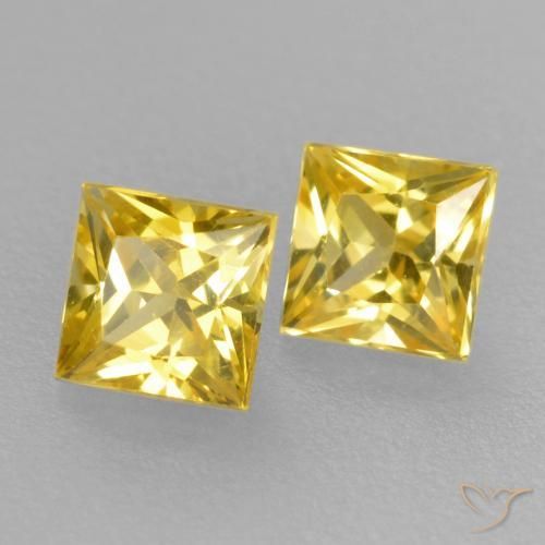 Pedras preciosas de Safira amarelo médio natural de 0.47 ct, Quadrado, VVS-VS