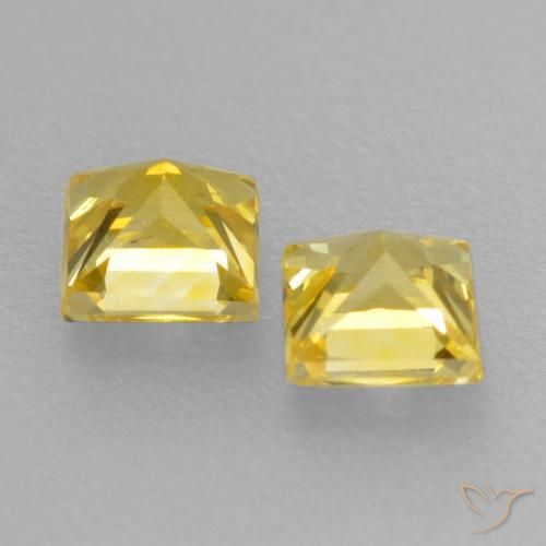 Pedras preciosas de Safira amarelo médio natural de 0.47 ct, Quadrado, VVS-VS