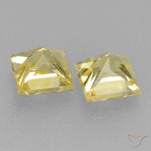 Pedras preciosas de Safira Amarelo claro médio natural de 0.50 ct, Quadrado, VS