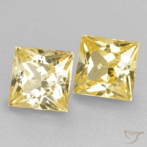 Pedras preciosas de Safira Amarelo Toscana natural de 0.59 ct, Quadrado, VVS-VS