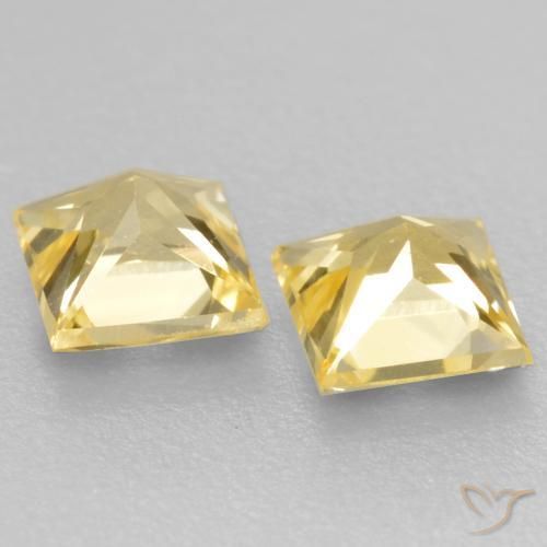 Pedras preciosas de Safira Amarelo Toscana natural de 0.59 ct, Quadrado, VVS-VS