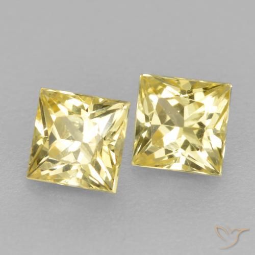 Pedras preciosas de Safira Amarelo claro médio natural de 0.46 ct, Quadrado, VVS-VS