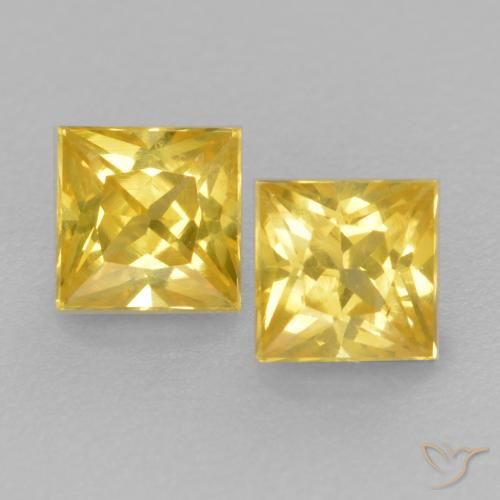 0.45ctw Natural Amarelo Toscana Safira, Quadrado, VS