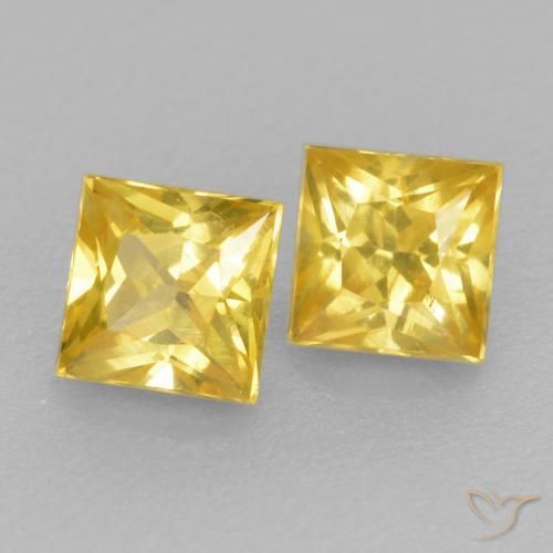 Pedras preciosas de Safira Amarelo Toscana natural de 0.45 ct, Quadrado, VS