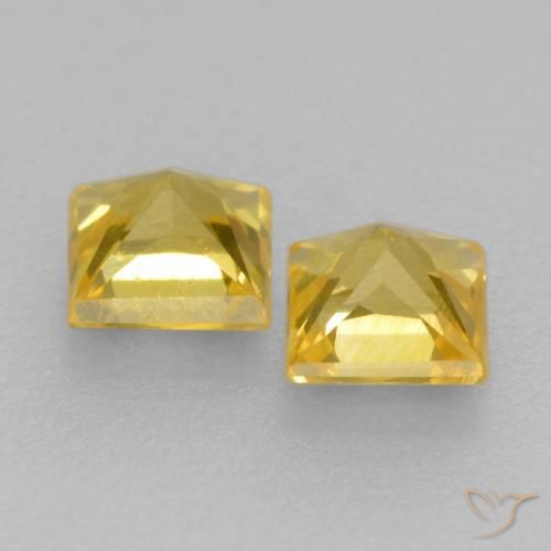 Pedras preciosas de Safira Amarelo Toscana natural de 0.45 ct, Quadrado, VS