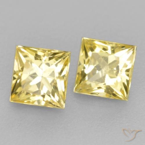 Pedras preciosas de Safira Amarelo claro médio natural de 0.54 ct, Quadrado, VS