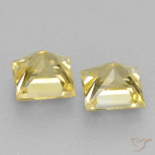 Pedras preciosas de Safira Amarelo claro médio natural de 0.54 ct, Quadrado, VS