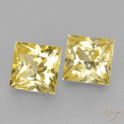 Pedras preciosas de Safira Amarelo claro médio natural de 0.50 ct, Quadrado, VVS-VS