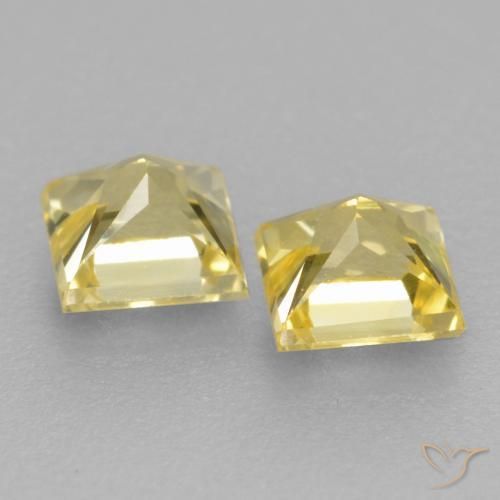 Pedras preciosas de Safira Amarelo claro médio natural de 0.50 ct, Quadrado, VVS-VS
