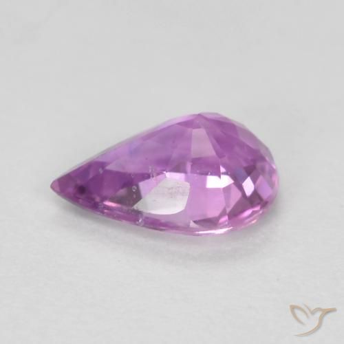 Safira Roxo Rosado Profundo Natural 0.42ct, Formato de pêra, VS