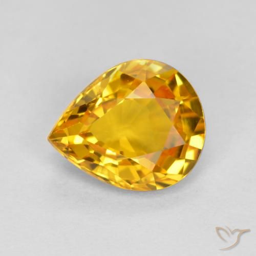 0.72ct Natural Laranja Dourada Safira, Formato de pêra, VVS-VS