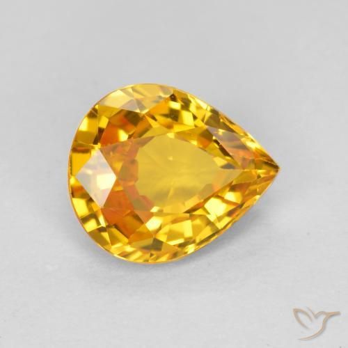 Safira Laranja Dourada Natural 0.72ct, Formato de pêra, VVS-VS