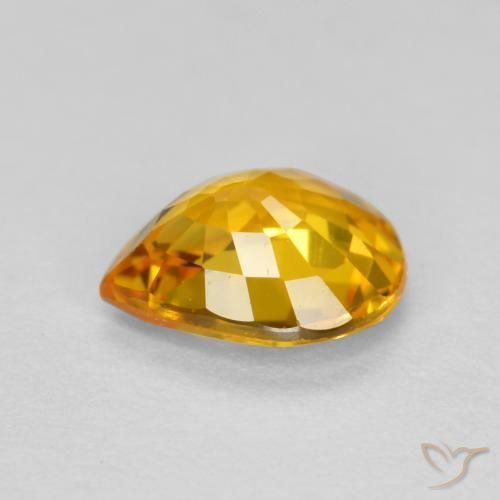 Safira Laranja Dourada Natural 0.72ct, Formato de pêra, VVS-VS