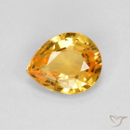 0.60ct Natural Laranja Profundo-Ouro Safira, Formato de pêra, VVS-VS