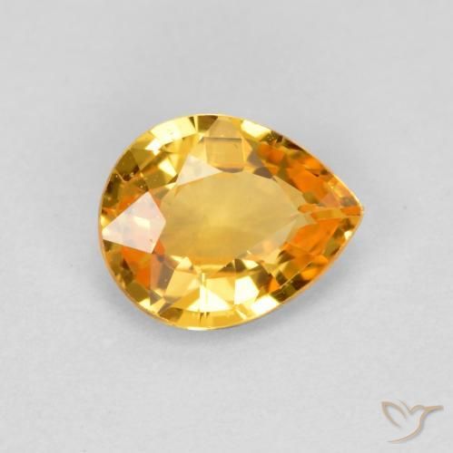 Safira Laranja Profundo-Ouro Natural 0.60ct, Formato de pêra, VVS-VS