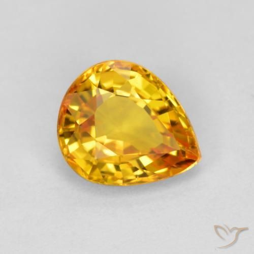 Safira ouro brilhante Natural 0.70ct, Formato de pêra, VVS-VS