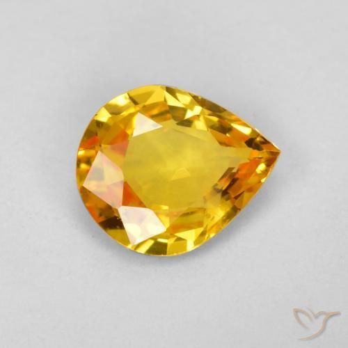 Safira Laranja Dourada Natural 0.55ct, Formato de pêra, VVS-VS