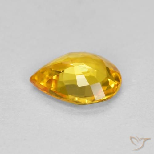 Safira Laranja Dourada Natural 0.55ct, Formato de pêra, VVS-VS