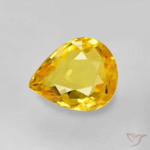 0.64ct Natural Dourado médio Safira, Formato de pêra, VS