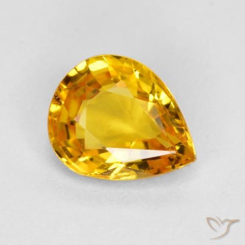 0.64ct Natural ouro brilhante Safira, Formato de pêra, VS