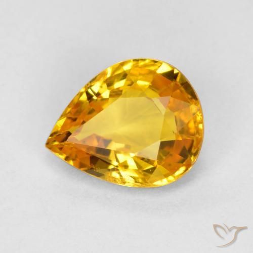 Safira ouro brilhante Natural 0.64ct, Formato de pêra, VS