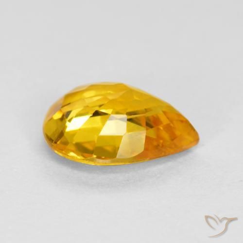 Safira ouro brilhante Natural 0.64ct, Formato de pêra, VS