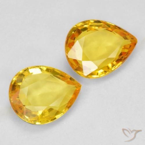 Pedras preciosas de Safira Dourado natural de 1.24 ct, Formato de pêra, VVS-VS