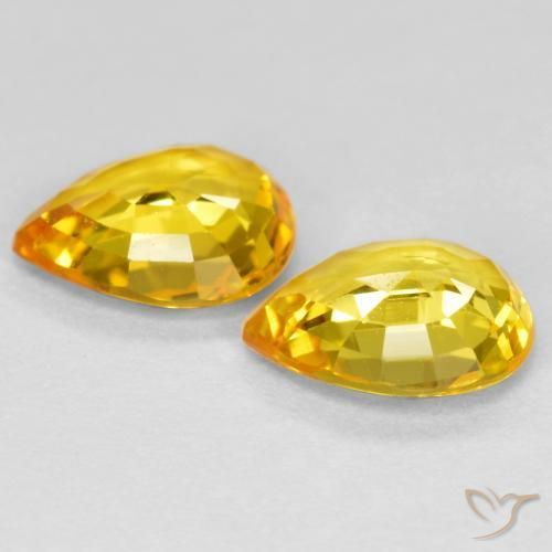 Pedras preciosas de Safira Dourado natural de 1.24 ct, Formato de pêra, VVS-VS