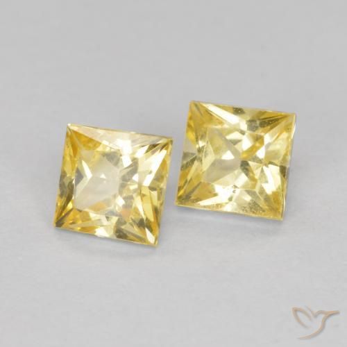 Pedras preciosas de Safira Amarelo Toscana natural de 0.49 ct, Quadrado, VS