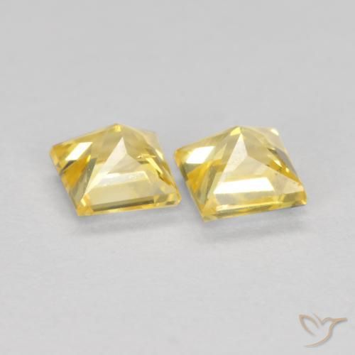 Pedras preciosas de Safira Amarelo Toscana natural de 0.49 ct, Quadrado, VS