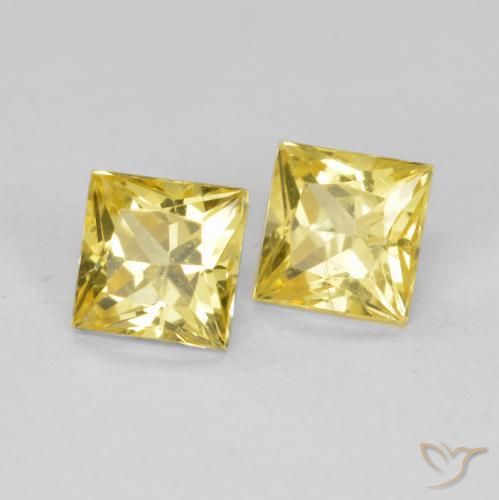 Pedras preciosas de Safira amarelo médio natural de 0.76 ct, Quadrado, VS